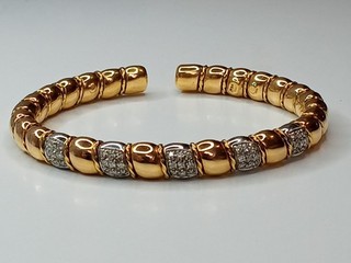 Massiver Diamantarmreif 750 Gold 0.50ct Diamanten Armreif Armband 18 Karat