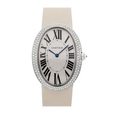 Cartier Baignoire White Gold Manual Oval Diamond Set Strap Watch WB520009