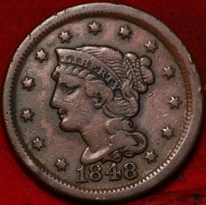 1848 Philadelphia Mint Copper Braided Hair Large Cent