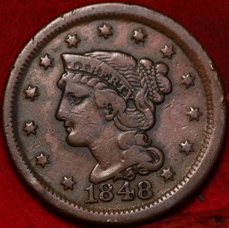 1848 Philadelphia Mint Copper Braided Hair Large Cent