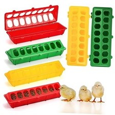 6 Pack Flip Top Poultry Feeder, Plastic Chicken Feeder Trough Multi-Hole