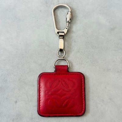 Loewe Women Necklace Anagram Charm Keychain Red Leather Limited Edition VHTF Des