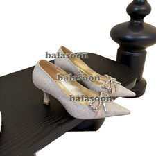 2026spring rhinestone bow stiletto shoes fashion wedding shoes high-heeled shoes