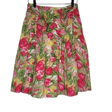 Talbots Floral Pleated A-Line Skirt 2P Multicolor Tropical Spring Summer Tulips