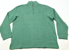 Polo Ralph Lauren 1/4 Zip Pullover Sweater Mens XL Green Long Sleeve Cotton