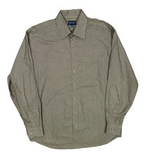 Oscar De La Renta Dress Shirt Cotton Brown Long Sleeve Button Up 16 Large