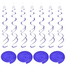 28Pcs Party Hanging Swirls Double Strip Streamer with Hang Tag Hook Dark Blue