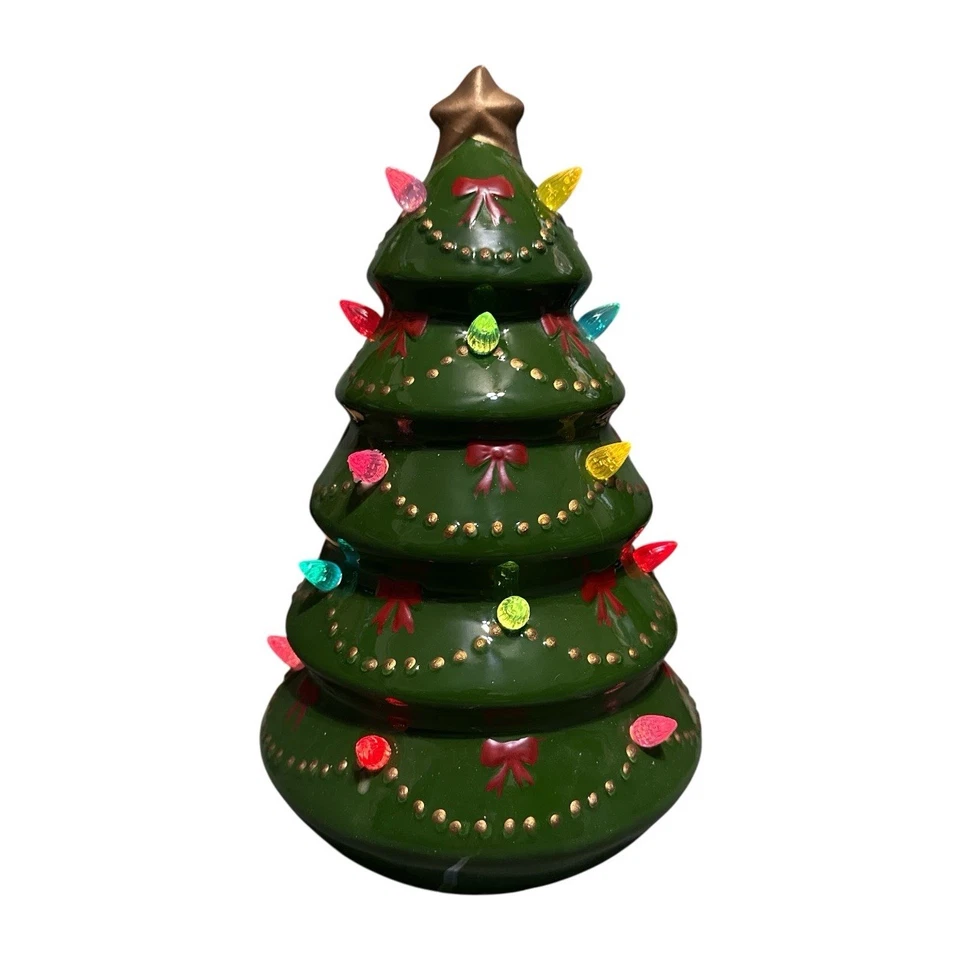 Merry Brite Lighted Ceramic Christmas Tree 10.5” Tall 2007 – All Lights Work! - Image 2 of 4