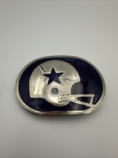Vtg Johnson Held Blue Inlay Hand Crafted Dallas Cowboys Football Belt Buckle