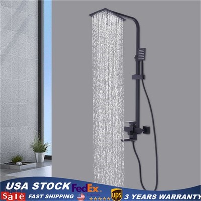 Shower Faucet Set w/Mixer Valve Kit Rainfall Shower Head Combo System Wall Mount