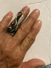 Vintage Large Sterling Silver Long Ring OOAK Cats Eye