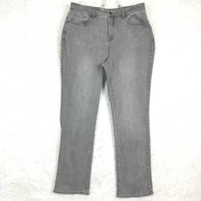 NYDJ Womens Jeans Straight Leg Gray Wash Denim High Rise Stretch 14