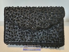 Vintage Bijoux Terner Black Beaded Evening Clutch