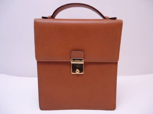 GUCCI 2WAY Handbag Shoulder Bag With Key Brand Bag Camel Brown Excellent Conditi