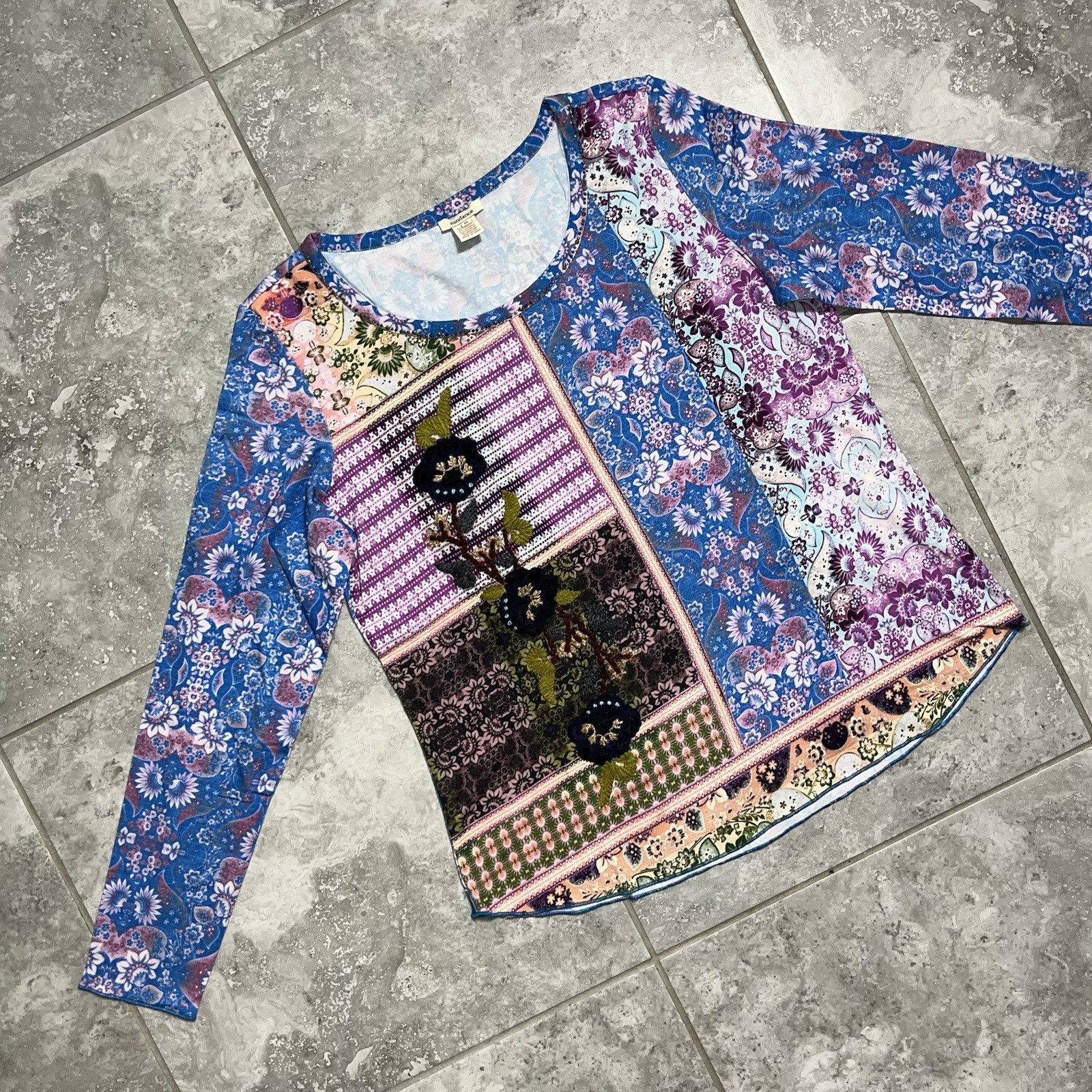 Sundance Poetic Patchwork Beaded Sequin Long Slee… - image 3