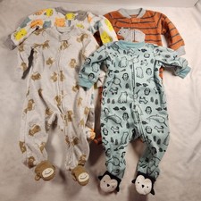 Carter  s Baby Fleece Footed Sleepers Bundle Set of 4 - Winter Animals 3-6 Months