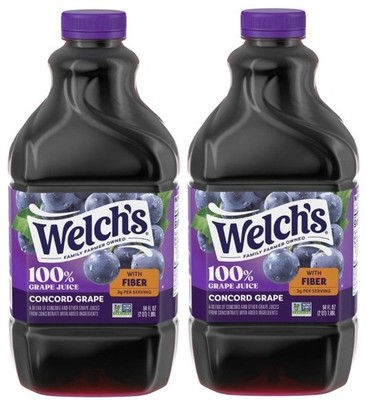 2 PACK- Welch's with FIBER 100% Concord Grape Juice No Added Sugar  64 Oz (Each)