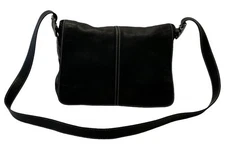 Authentic VINTAGE COACH Hampton Black Leather Fold-over Flap Shoulder Bag