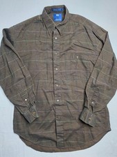 Monsieur Givenchy Shirt Men's Medium Brown Check 100% Cotton Button-Down Outdoor