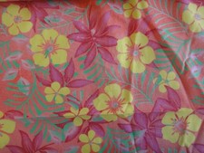 Cotton 2 Yards x 54" W  Pink Bkgd. w/ Yellow Hawaiian Flowers