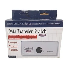 BELKIN F1B024-E Rotary 2 Port Data Transfer Switch Serial Parallel Printer Hub C