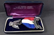 VINTAGE BOY SCOUTS OF AMERICA STERLING SILVER EAGLE SCOUT AWARD RIBBON PIN