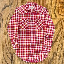 Vintage 60  s Sanforized Plaid Pearl Snap Flannel Western Shirt