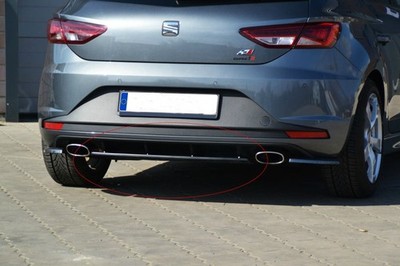 Performance Rear Bumper diffuser addon with ribs / fins ForSeat Leon 3 5F Cupra