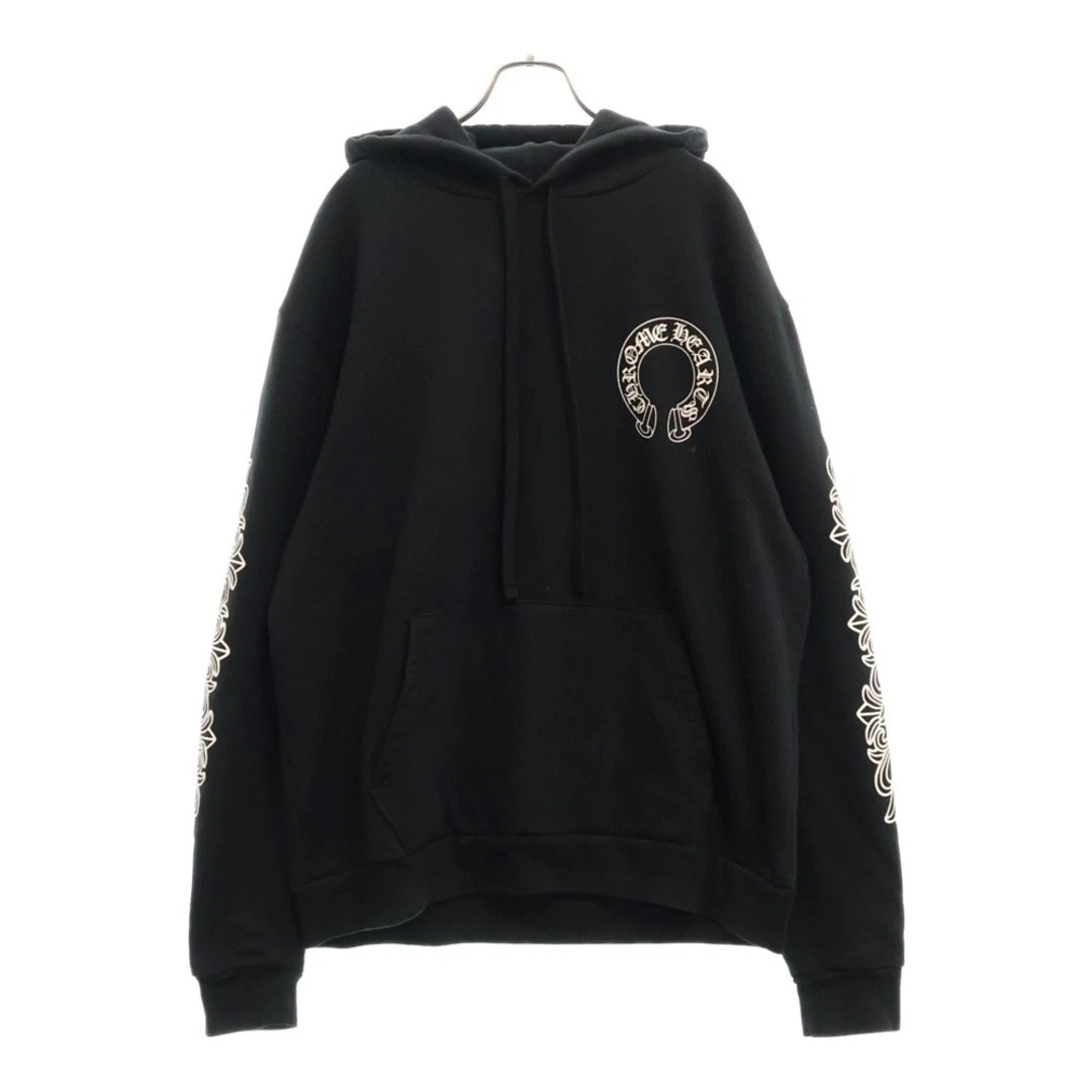 Pullover ferro di cavallo Chrome Hearts felpa con cappuccio stampa braccio felpa floreale nero usatoc