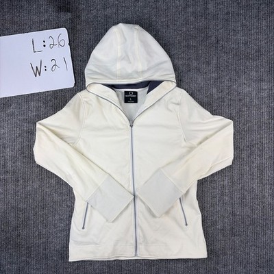SCOTTeVEST Full Zip Hoodie Jacket Size L Cream White Cotton