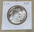 1 TROY OUNCE .999 FINE SILVER ROUND BULLION COIN INDIAN HEAD & BUFFALO DESIGN BU