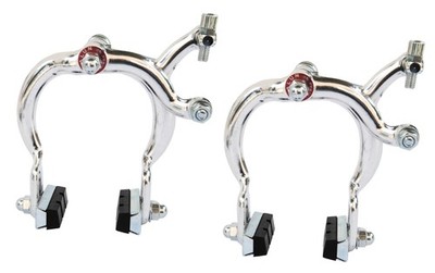 890 old school BMX bicycle brake caliper - SILVER ANODIZED SET of FRONT & REAR