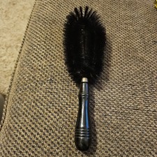 10" vintage black bristle brush with wood wooden black handle