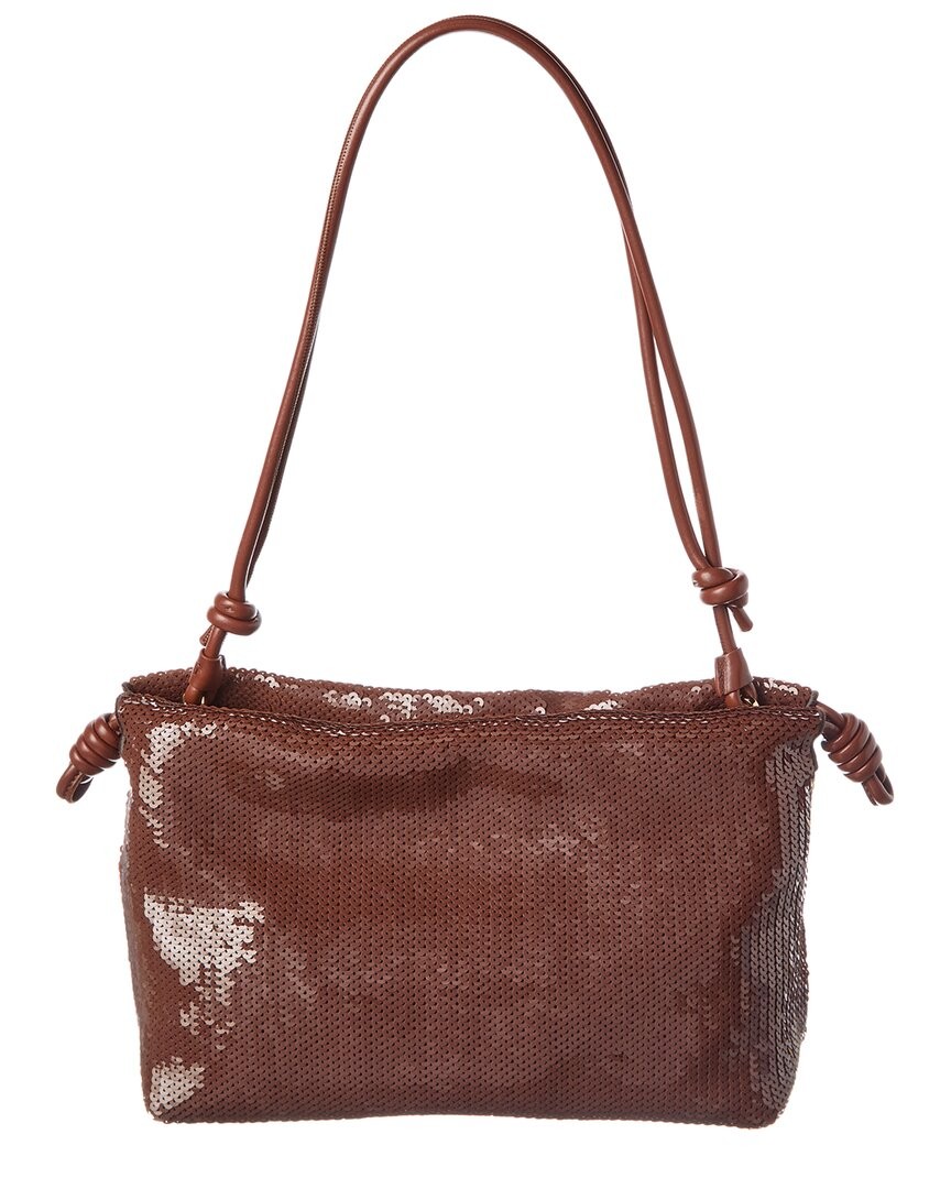Loewe Flamenco Sequin Leather Clutch Womens Brown 463690₽