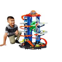 Hot Wheels Garage Parkhaus Spielzeugautos T-Rex Angriff Rennbahn 90Cm Ab 5 Jahre