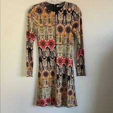 Alice + Olivia Delora Patchwork Paisley Long-Sleeve Mini Dress Size 2