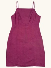 Gap Women Magenta Pink 100% Linen Mini Dress Square Neck Spaghetti Strap Size 10