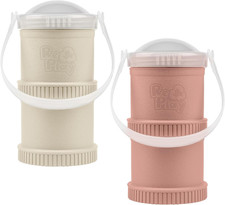 Snack Stack Toddler Containers, 2 Sets - Stackable Cups with Travel Lid Strap