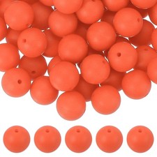 60 Pcs Silicone Beads, 15mm Bulk Beads for Keychain Making, Orange