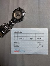 Men's Silver Ingot Wristwatch with Certificate, Used, Serial Number From Japan