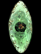 Large Antique Green Lacy Glass Button ~ Spindle-004 in Lacy Glass Book