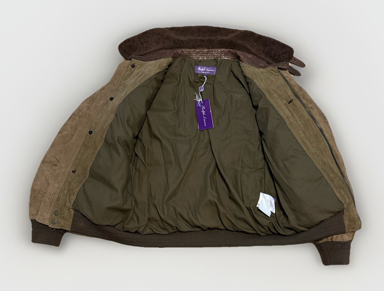 Ralph Lauren Purple Label Goat Suede Goose Down Coat Size Large NWT image 5
