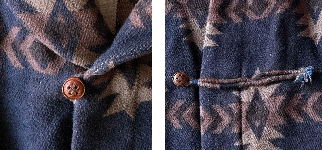 45R Shawl Collar Native Pattern Jacket Cotton 100… - image 7