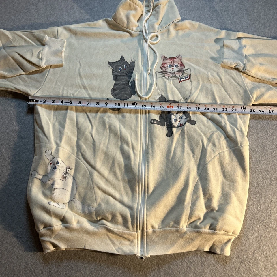 Винтажный 90-х Cat графический полный молнии повседневная куртка - мужской размер большой L - Изображение 3 из 4