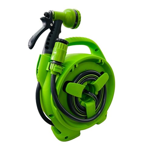 Tubo da giardino Pompa Acqua irrigazione 10 mt Avvolgitubo e pistola regolabile - Foto 2 di 7