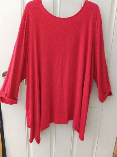 NWT CHA CHA VENTE 3X Red Pullover Tunic 3/4 Sleeves Rayon Spandex Comfort Top - 第 6/8 張圖片