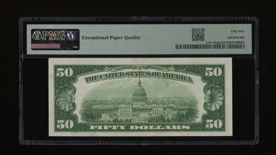 DBR 1928-A $50 DGS FRN St. Louis Fr. 2101-Hdgs PMG 55 EPQ Serial H00448444A - Image 2 of 2