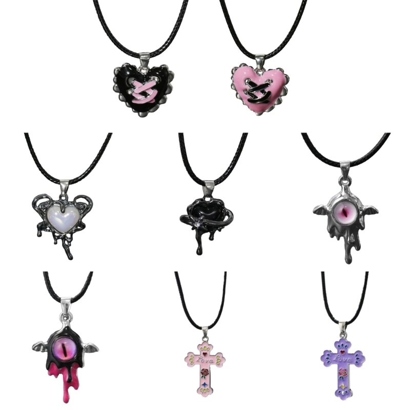Elegant Sweet Cool Heart Cross Pendant Necklace for Women and Men