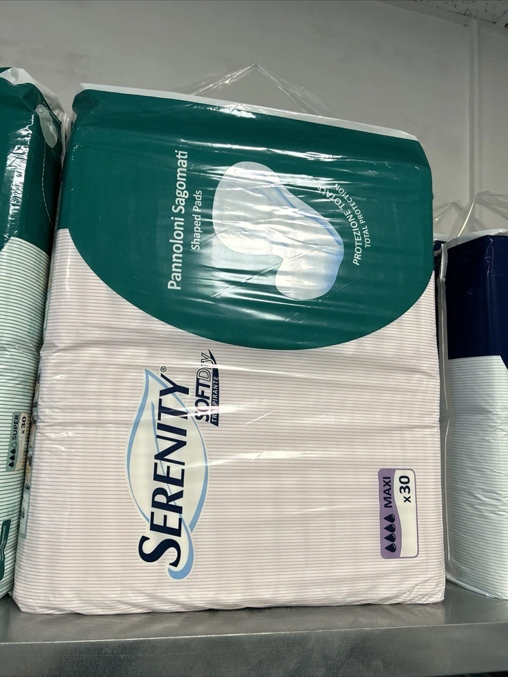30 Pannoloni Serenity Sagomati Soft Dry traspiranti Maxi protezione 4 gocce.