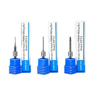 Amann Girrbach PMMA NC Milling Burs 0.6/1.0/2.5mm Tools Cutters for Wax Block